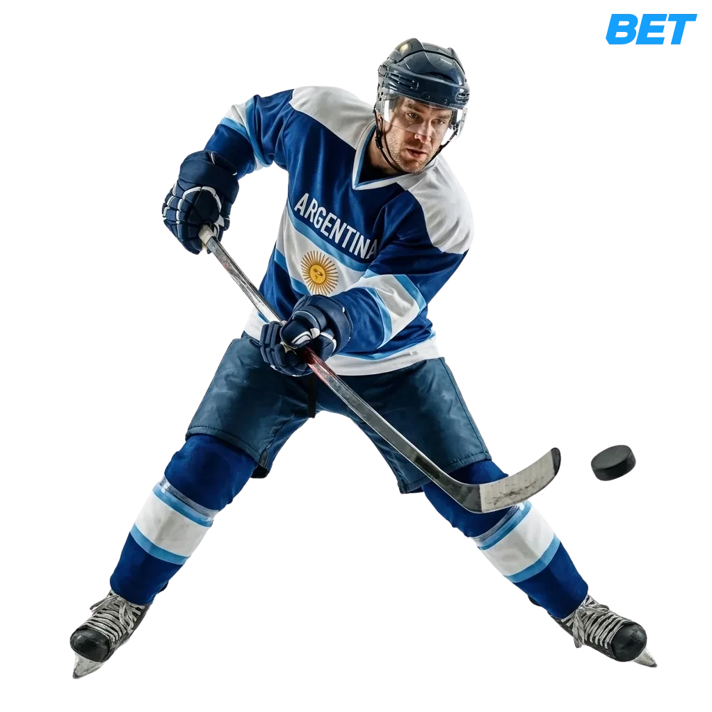 Banner de apuestas de hockey sobre hielo en línea en Argentina con ligas internacionales y bono de bienvenida en 1xbet