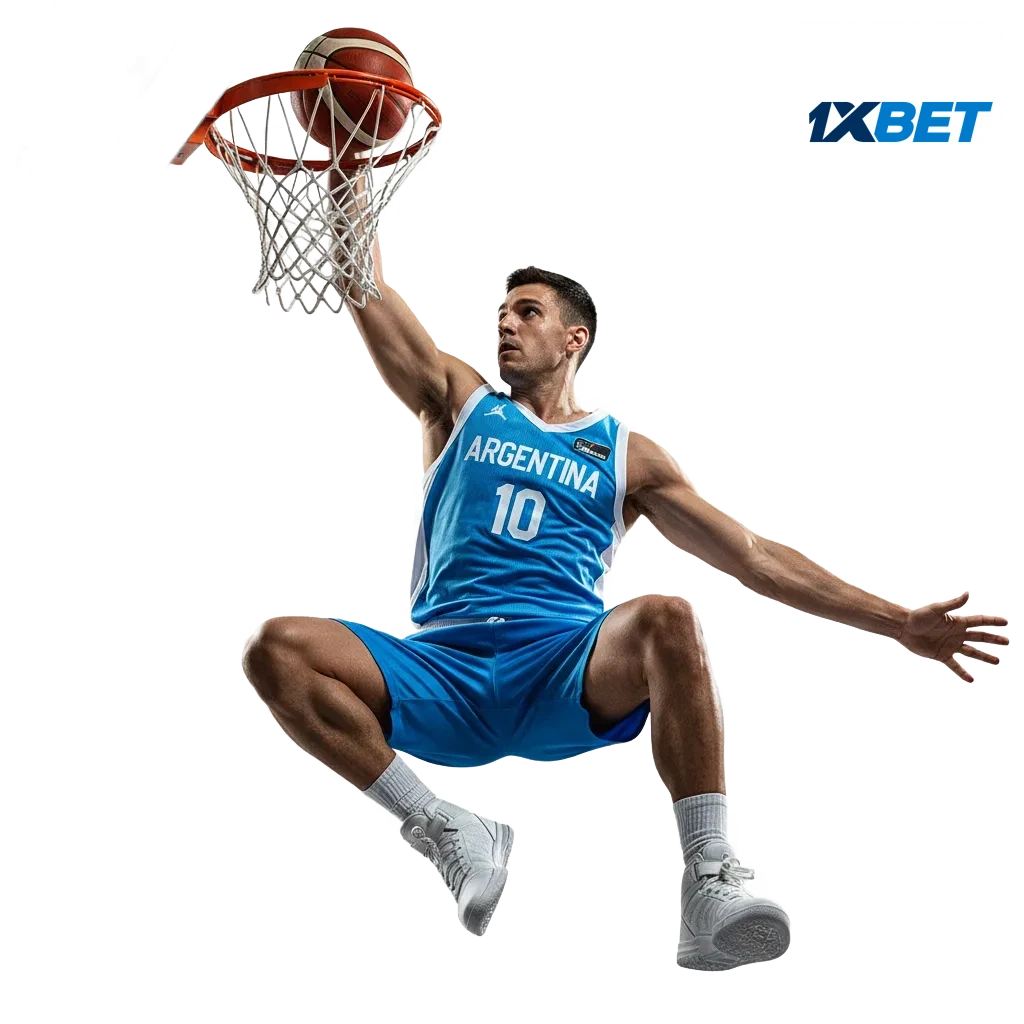 1xBet basketball betting in Argentina with NBA, EuroLeague and local odds, pre-match and live, parlays, and Cash Out.
