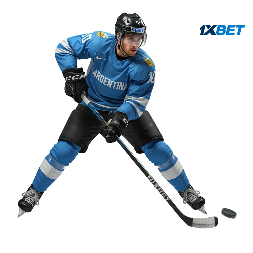 Argentina ice hockey betting on 1xbet: live and pre-match markets, totals, puck line, moneyline, cash out, welcome bonus.