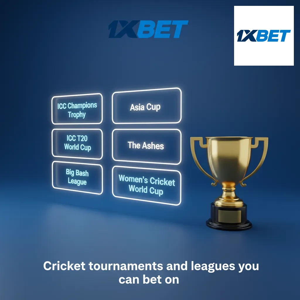 Overview of cricket betting events: ICC World Cups, The Ashes, Tests, ODIs, IPL, with live odds, props, and in-play markets.