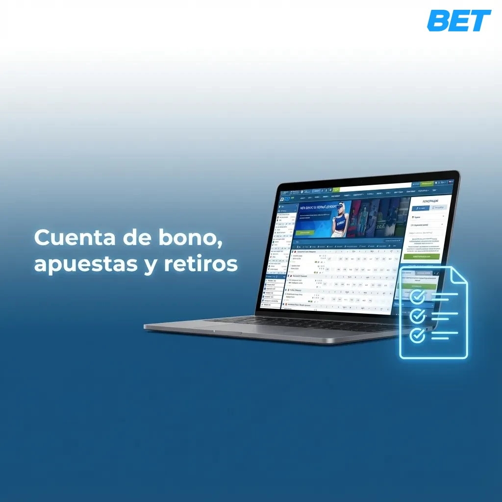 Ilustración sobre cuenta de bono separada del saldo real y condiciones para apuestas y retiros