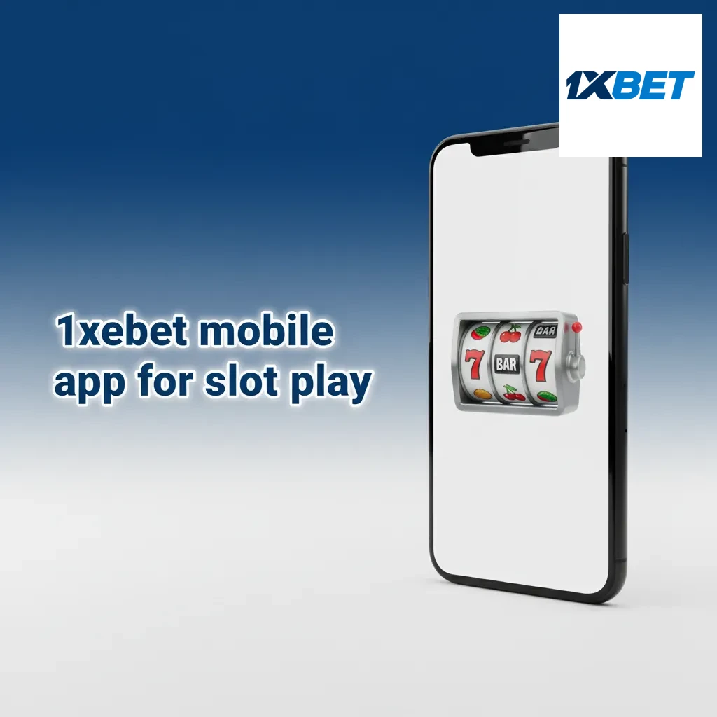 Phone displaying 1xbet app Slots screen with clean one-hand UI, filters for providers/RTP, and bet, spin, payout info.
