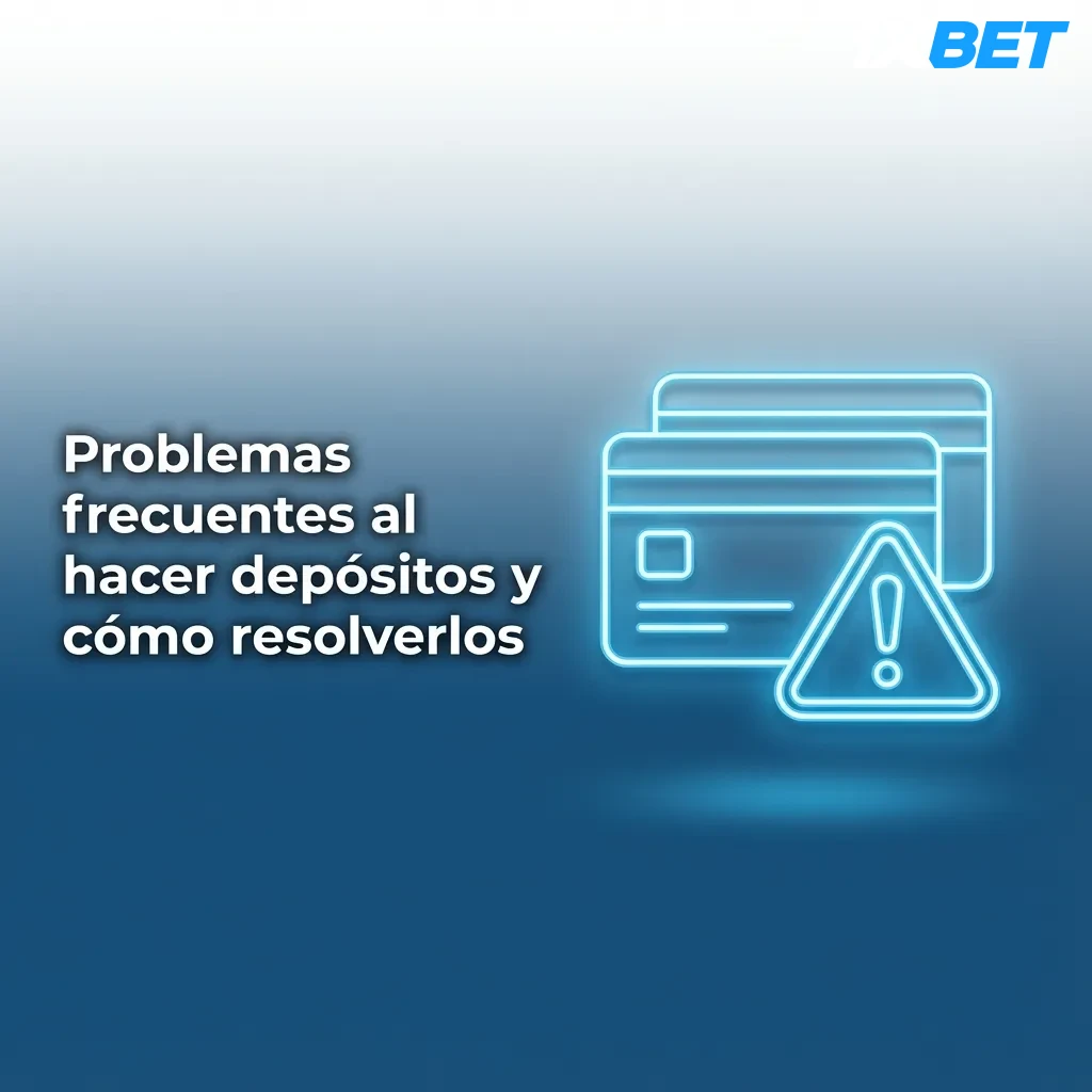 Ilustración de usuario revisando problemas de depósito en línea con iconos de banco, tarjeta, reloj y advertencias en pantalla