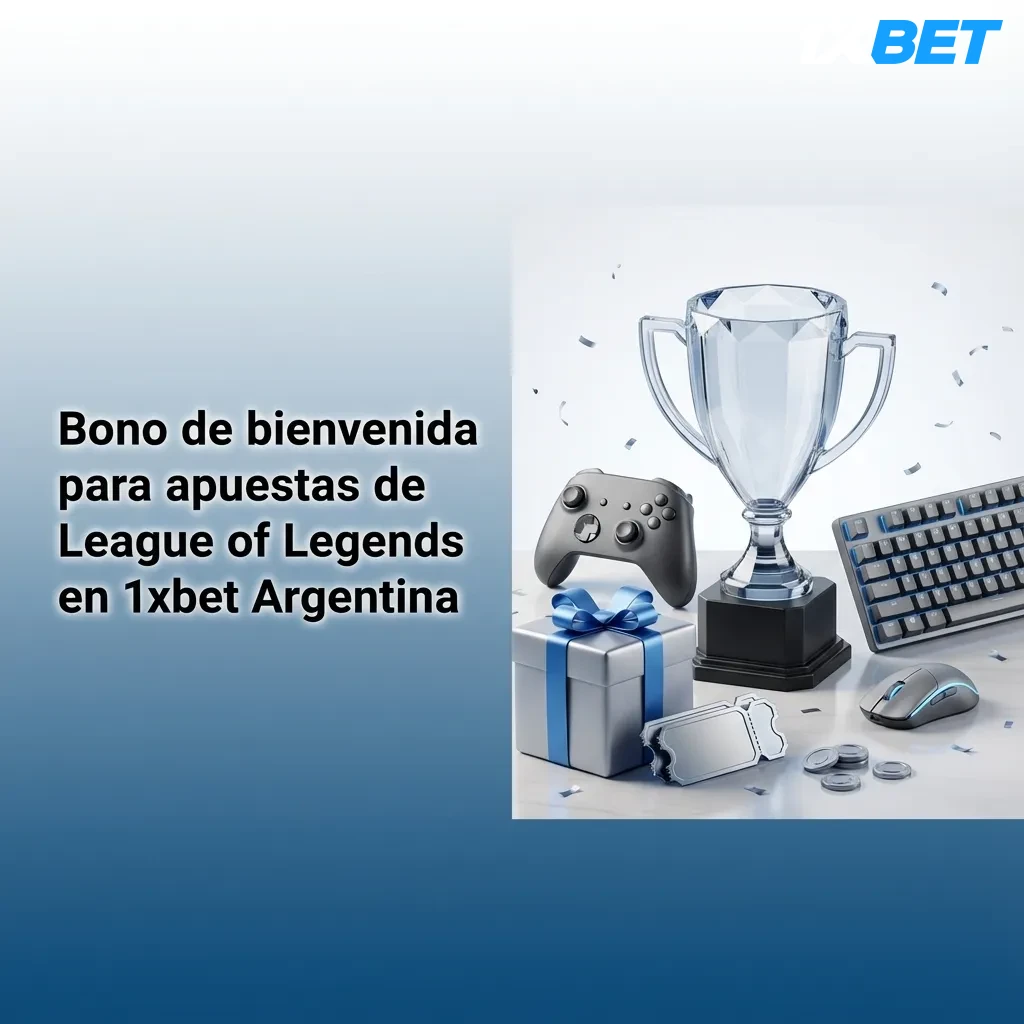 Banner de 1xbet Argentina con bono deportivo 120% hasta $400 para apuestas de League of Legends para nuevos usuarios