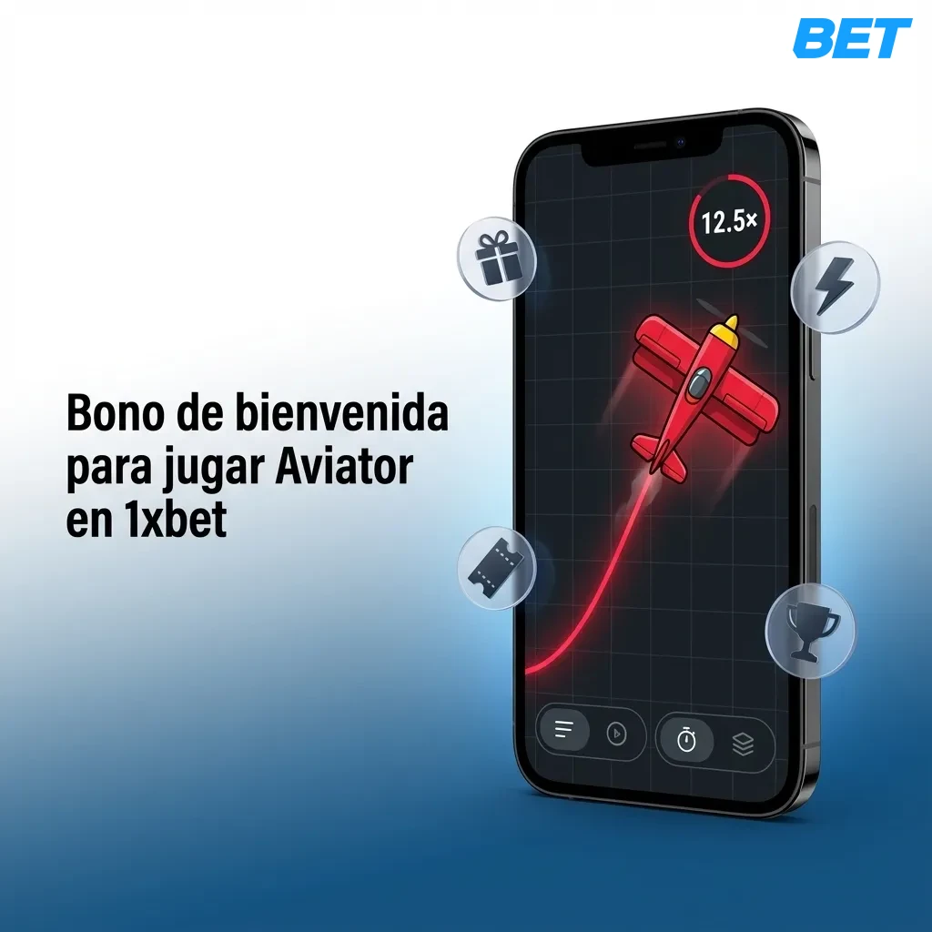 Banner promocional de 1xbet destacando bono de bienvenida 120% hasta $400 para jugar Aviator en casino online
