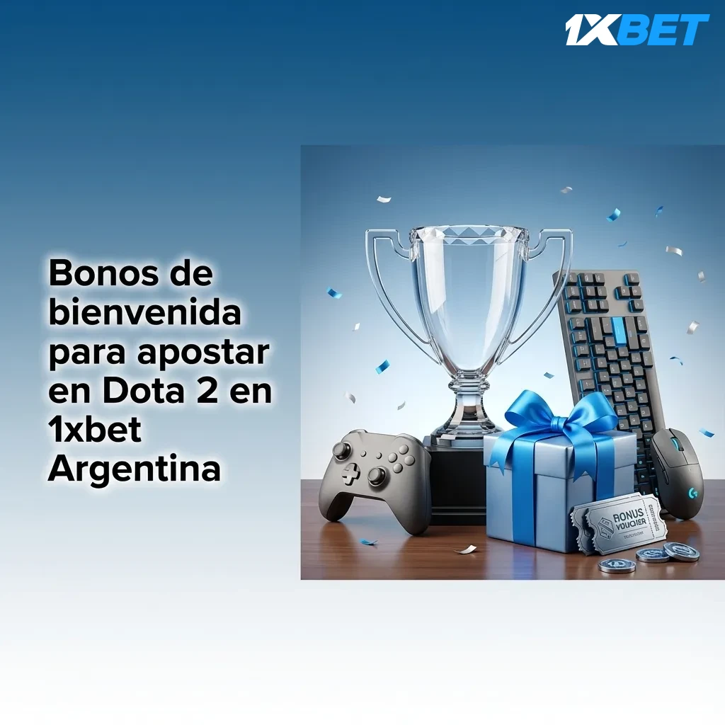 Banner de 1xbet Argentina con bono de bienvenida 120% hasta $400 para apostar en Dota 2 y otros deportes