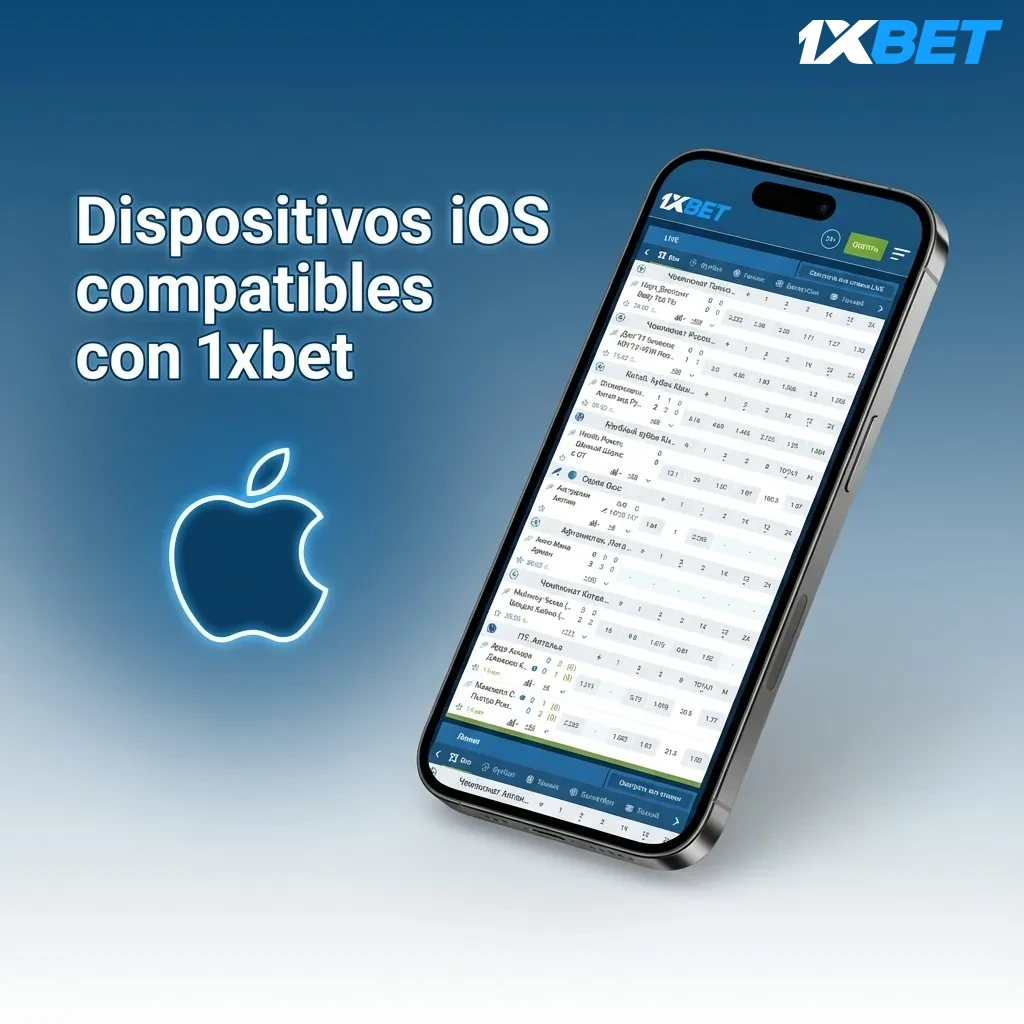 Collage de iPhones y iPads recientes mostrando compatibilidad de la app 1xbet con dispositivos iOS modernos