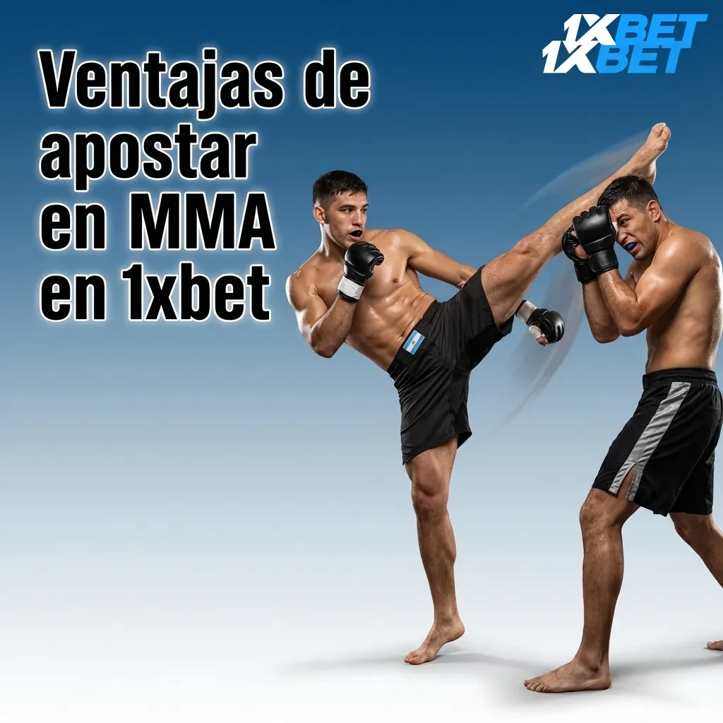 Banner de apuestas MMA en 1xbet para Argentina con peleadores, cuotas en pantalla y opciones de apuesta en vivo