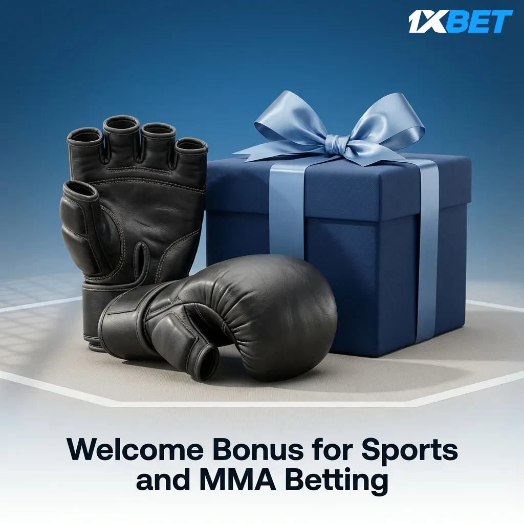 1xbet sports welcome bonus offering 100% match up to ₹26,000 for new users betting on MMA and other sports