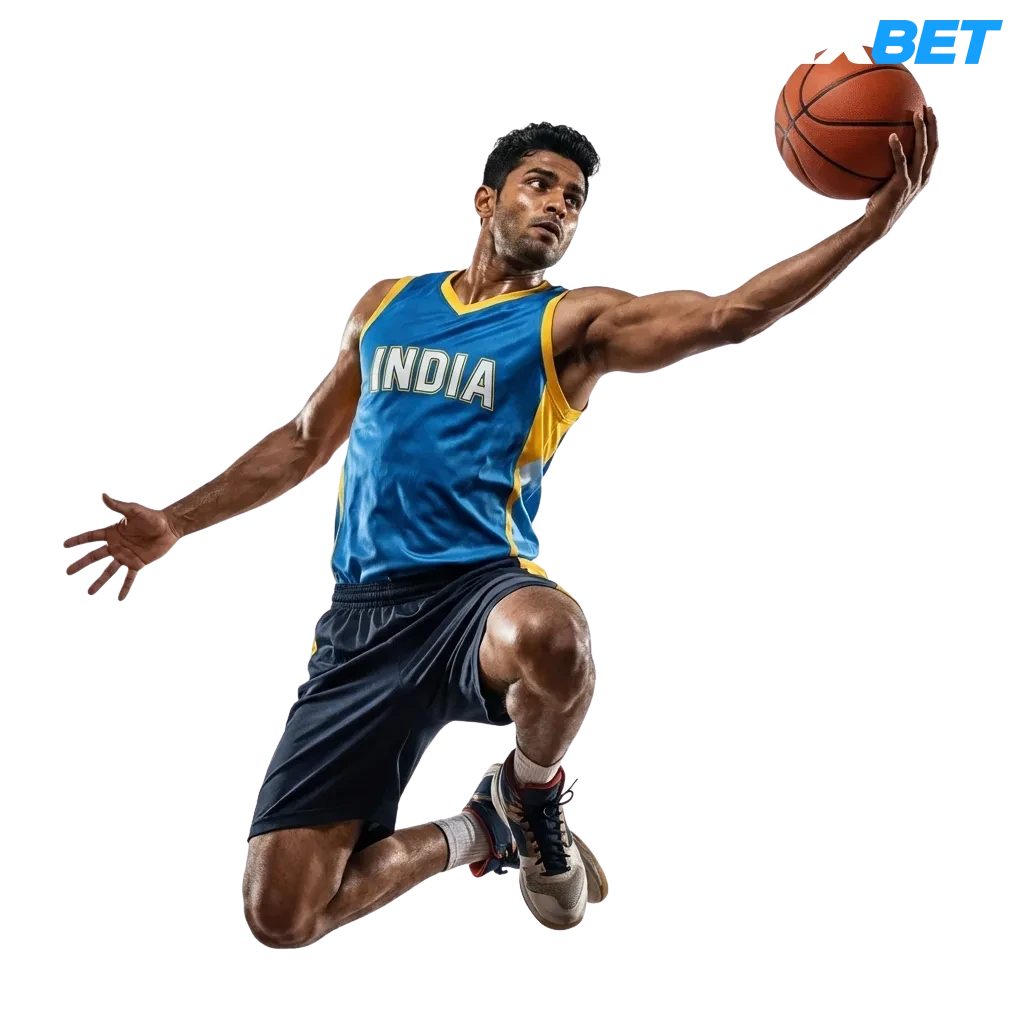 Basketball betting interface showing NBA and Indian league options with live odds and betting markets on 1xbet platform