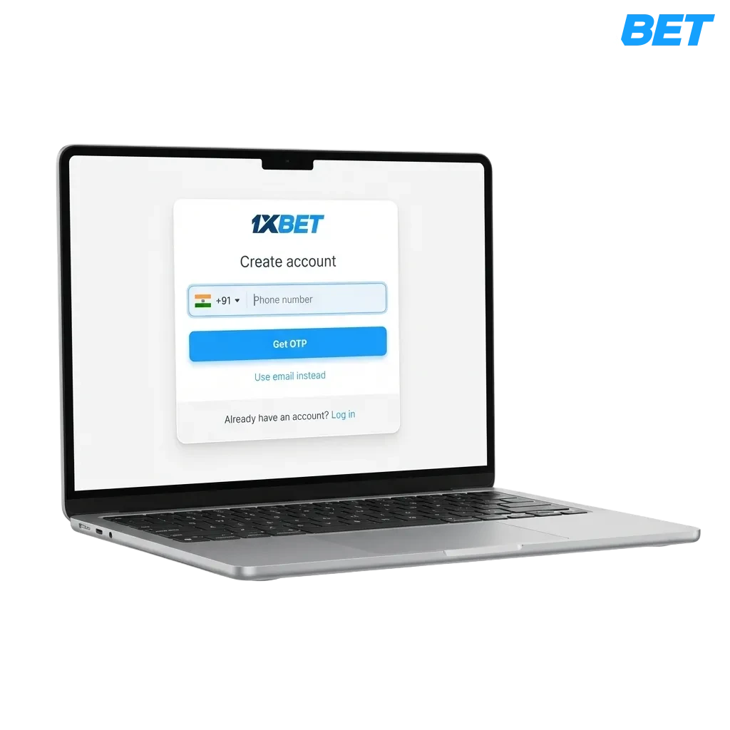 1xbet registration page showing sign-up options for casino games, live dealers, and sports betting markets