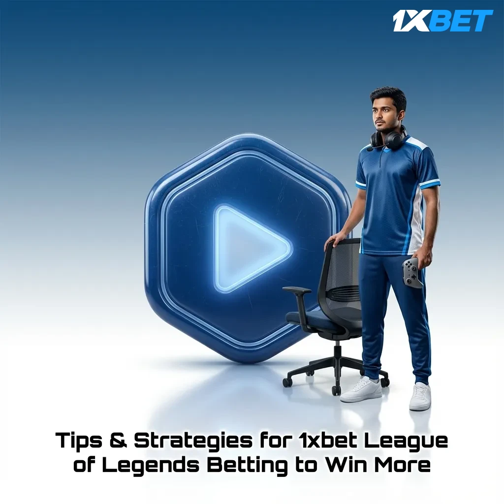 League of Legends betting strategy guide showing bankroll management, team research, and live betting tips for 1xbet platform