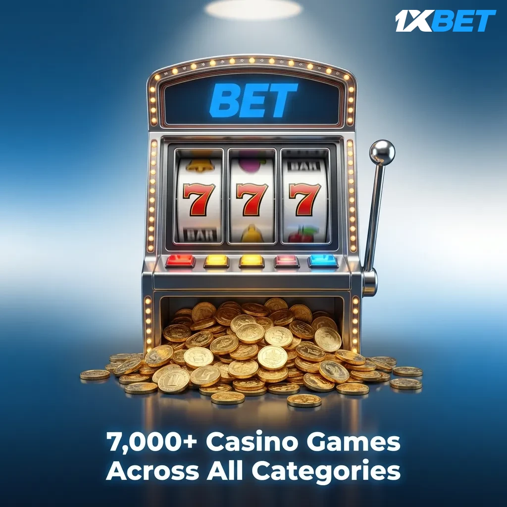 Casino game library showing 7,000+ titles including slots, crash games, table games, jackpots, video poker, and instant wins