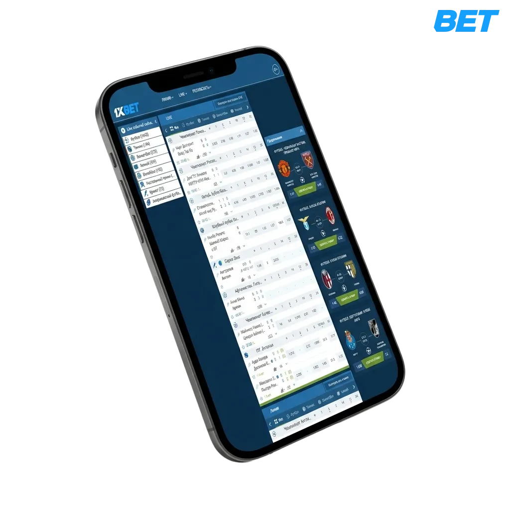 1xbet iOS app interface showing sports betting options and casino games for Bangladesh users on iPhone