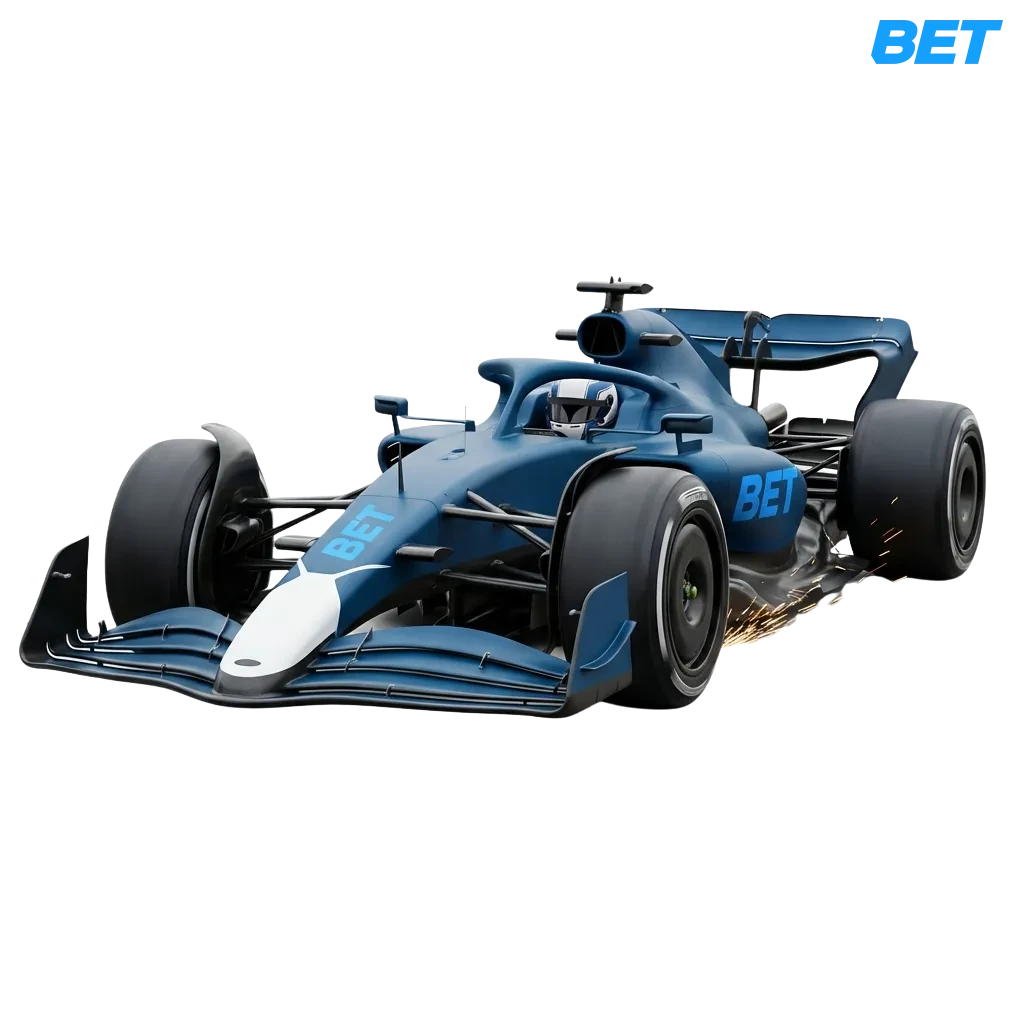 F1 race cars on track with 1xbet betting interface showing odds for Grand Prix, qualifying, and championship markets