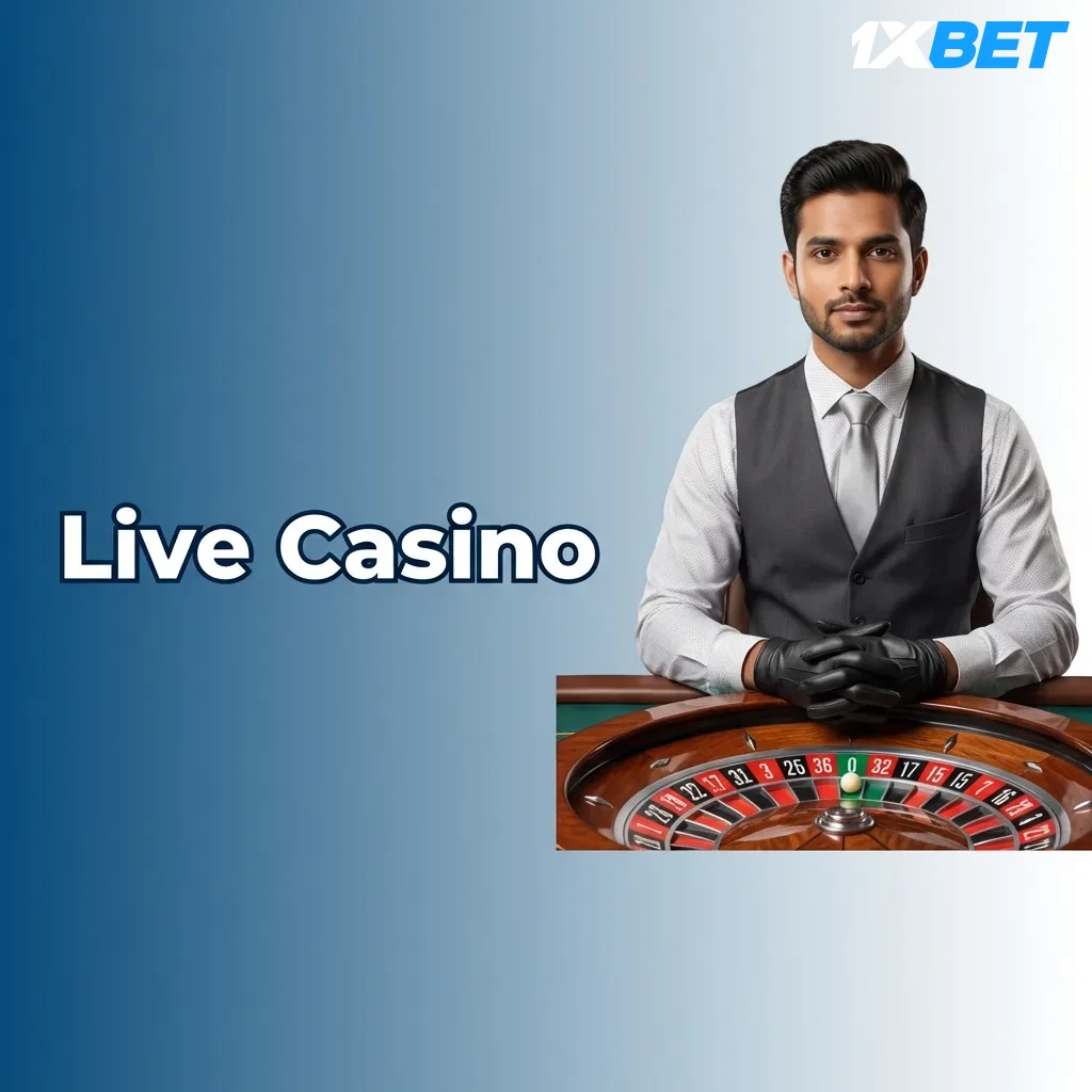 Professional dealer hosting live casino games via HD video stream with roulette, blackjack, and baccarat tables