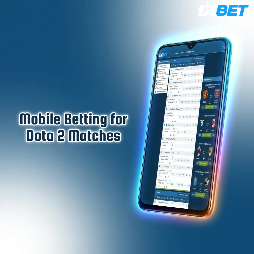 Mobile betting app interface showing Dota 2 match odds and live gameplay on smartphone screen