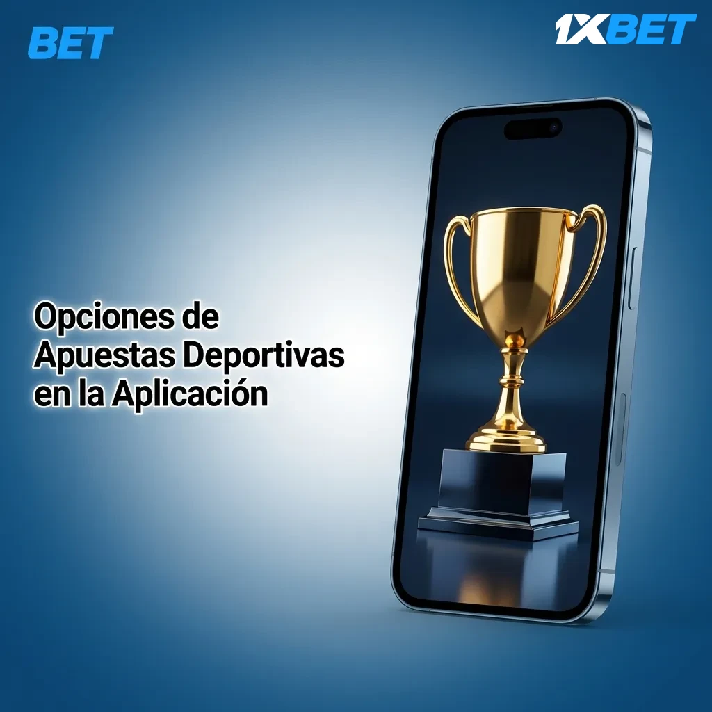 Pantalla de smartphone mostrando opciones de apuestas deportivas en app 1xbet con múltiples disciplinas y eventos en vivo