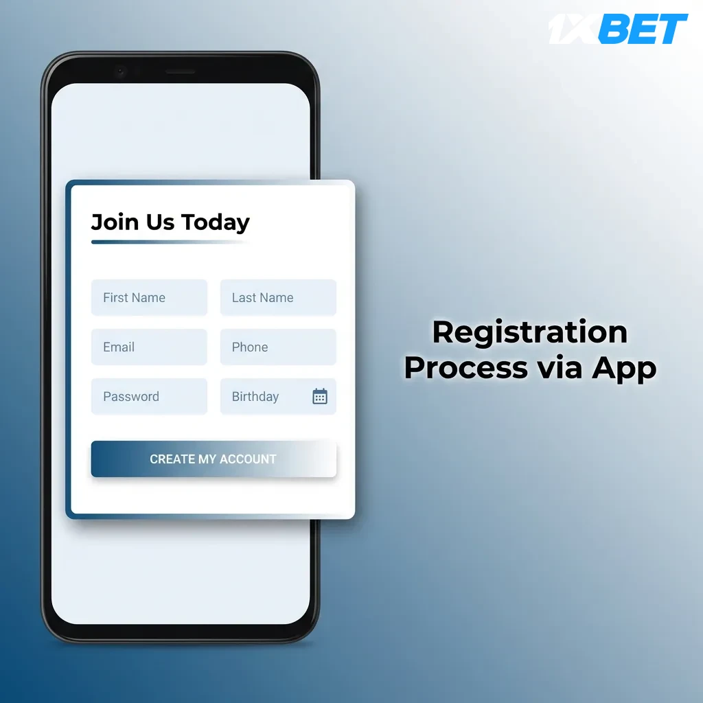 Mobile app registration screen showing step-by-step account creation process with green register button