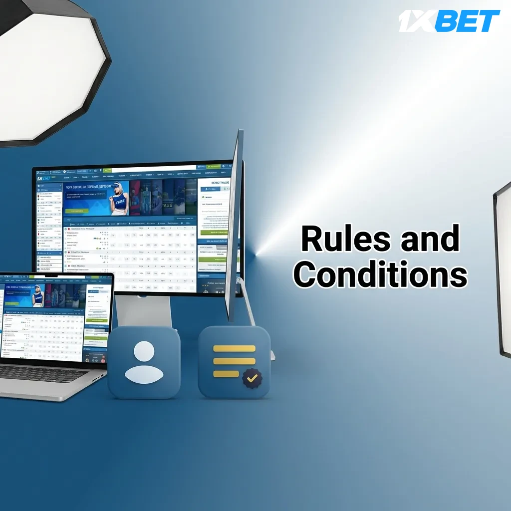 Rules and conditions page showing age requirements, account limits, bonus terms, withdrawal verification, and violation policies.