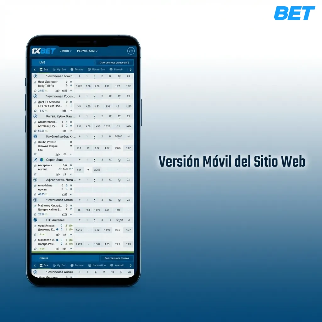 Mobile website interface showing responsive betting platform accessible on smartphone browser without download