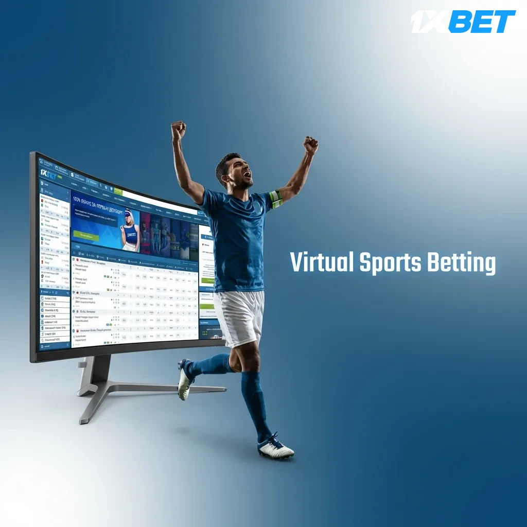 Virtual sports betting interface showing simulated football, horse racing, greyhounds, and tennis with 24/7 availability