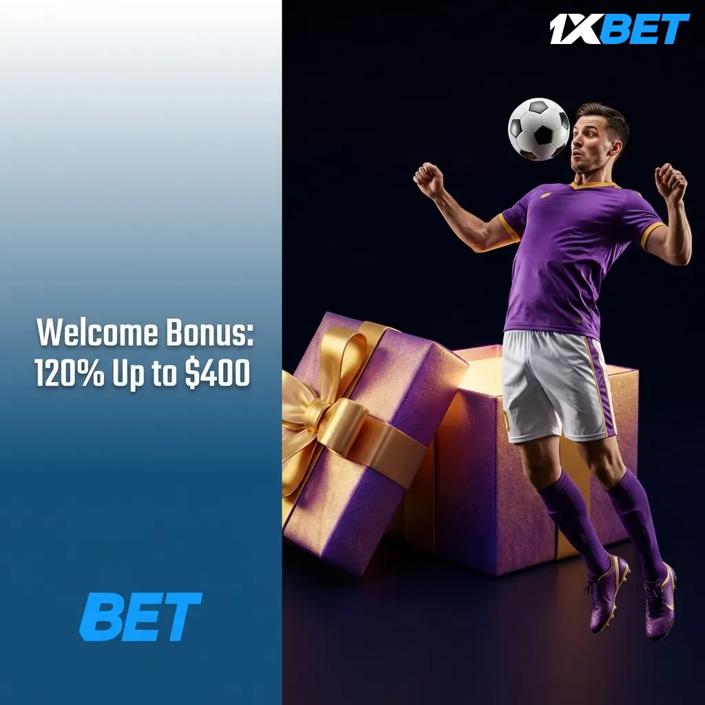 New player receiving 120% first deposit bonus up to $400 with football betting wagering requirements