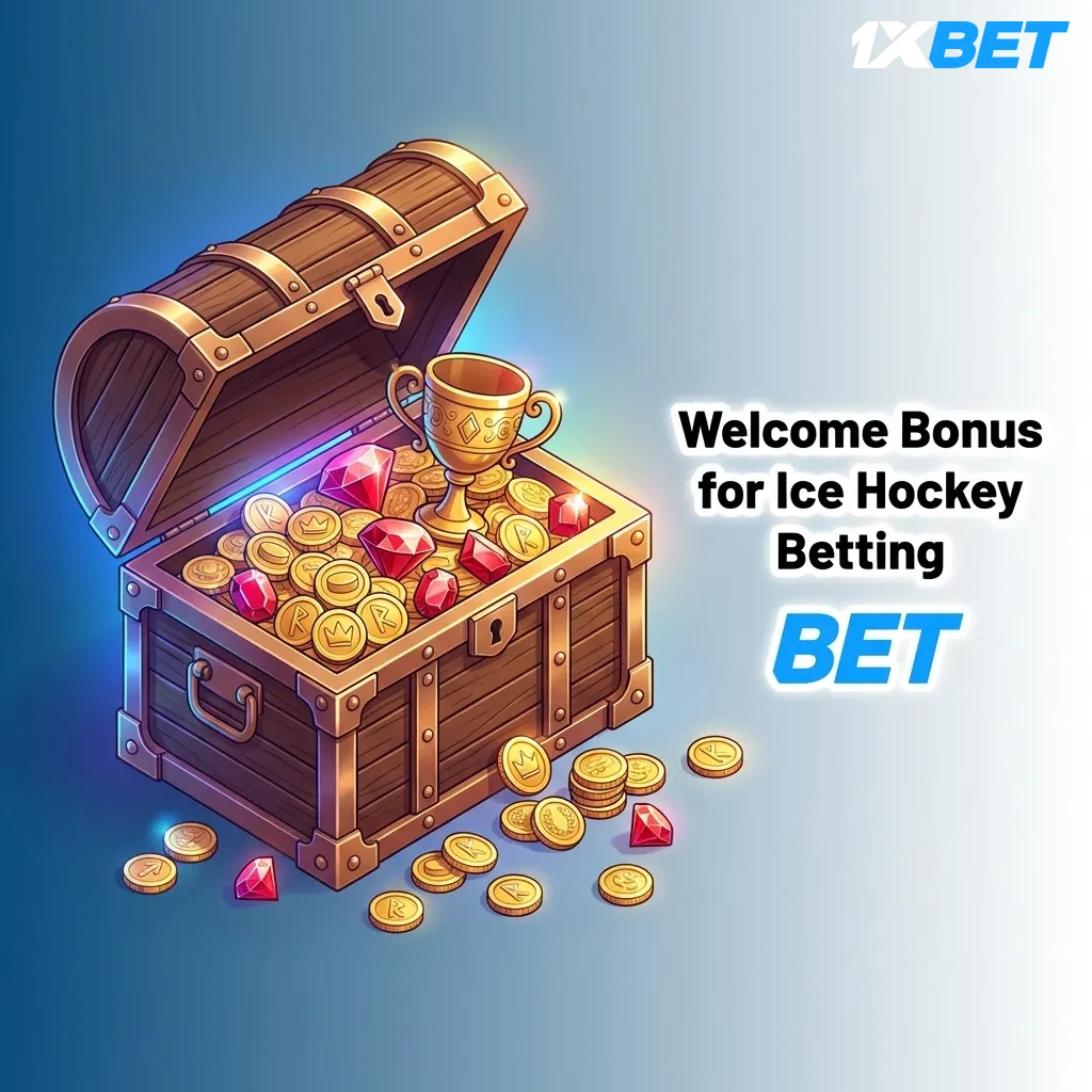 New users get 100% match bonus up to €100 for ice hockey betting at 1xbet with 5x wagering requirement on accumulator bets.