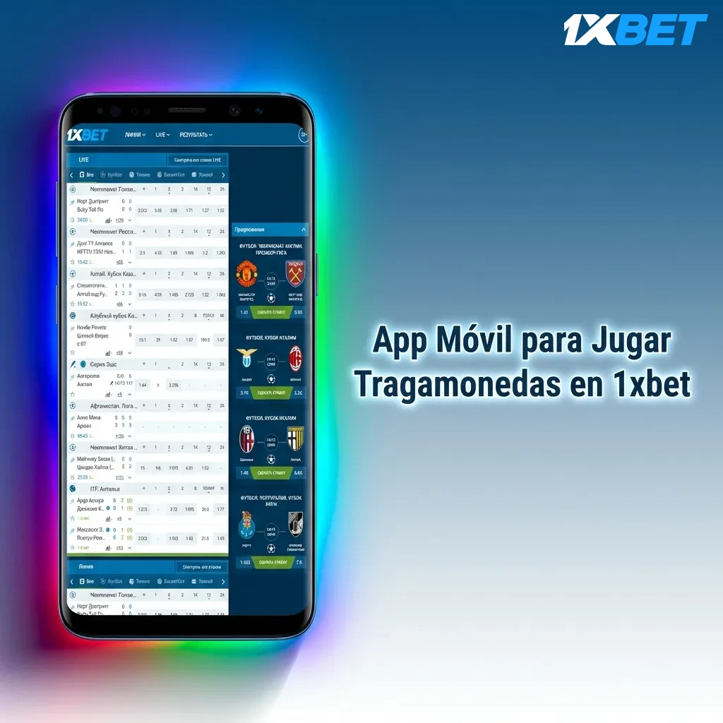 Mobile app interface showing 1xbet slot games casino menu with touch controls and game filters on smartphone screen
