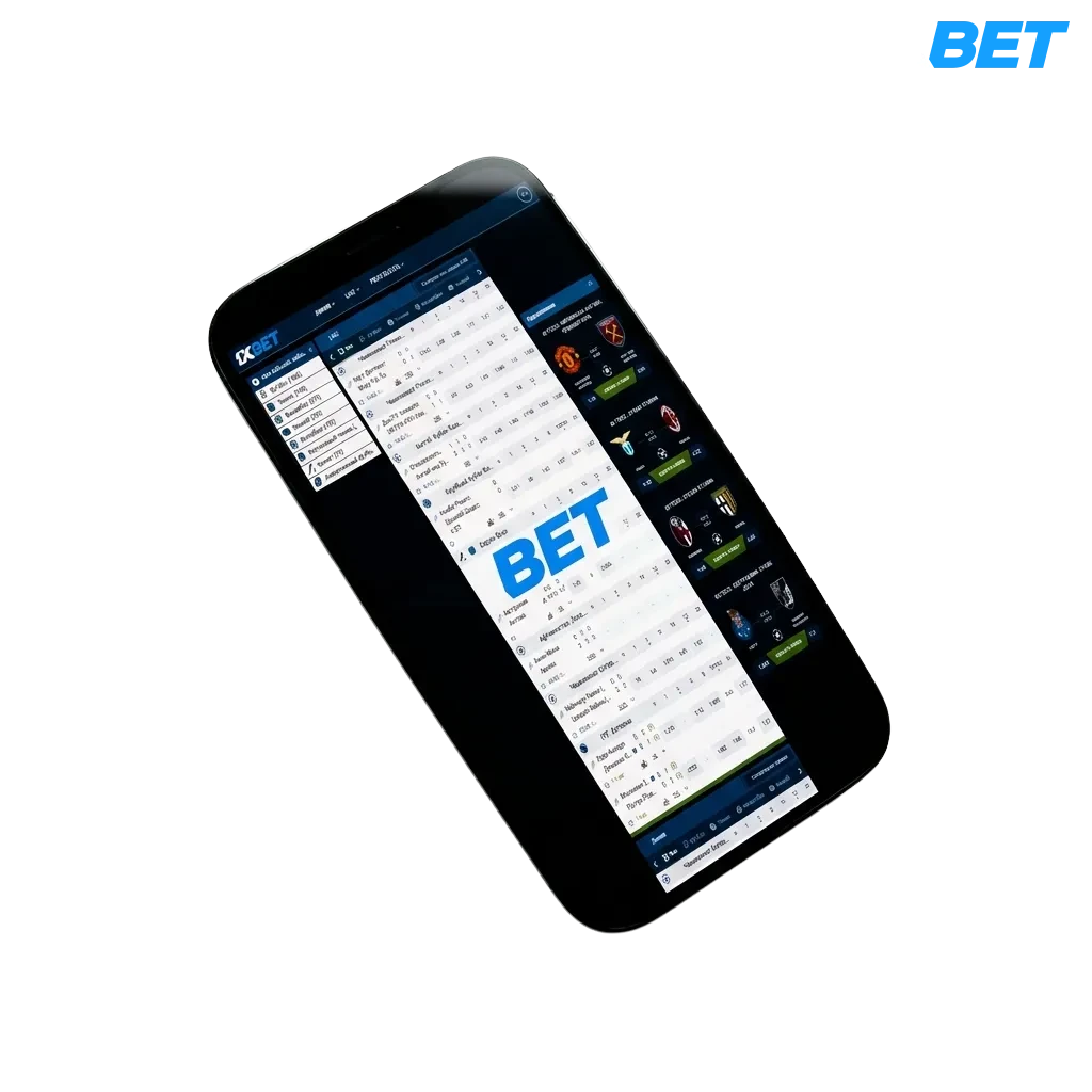 1xbet iOS app interface showing sports betting and casino games on iPhone with welcome bonus offer