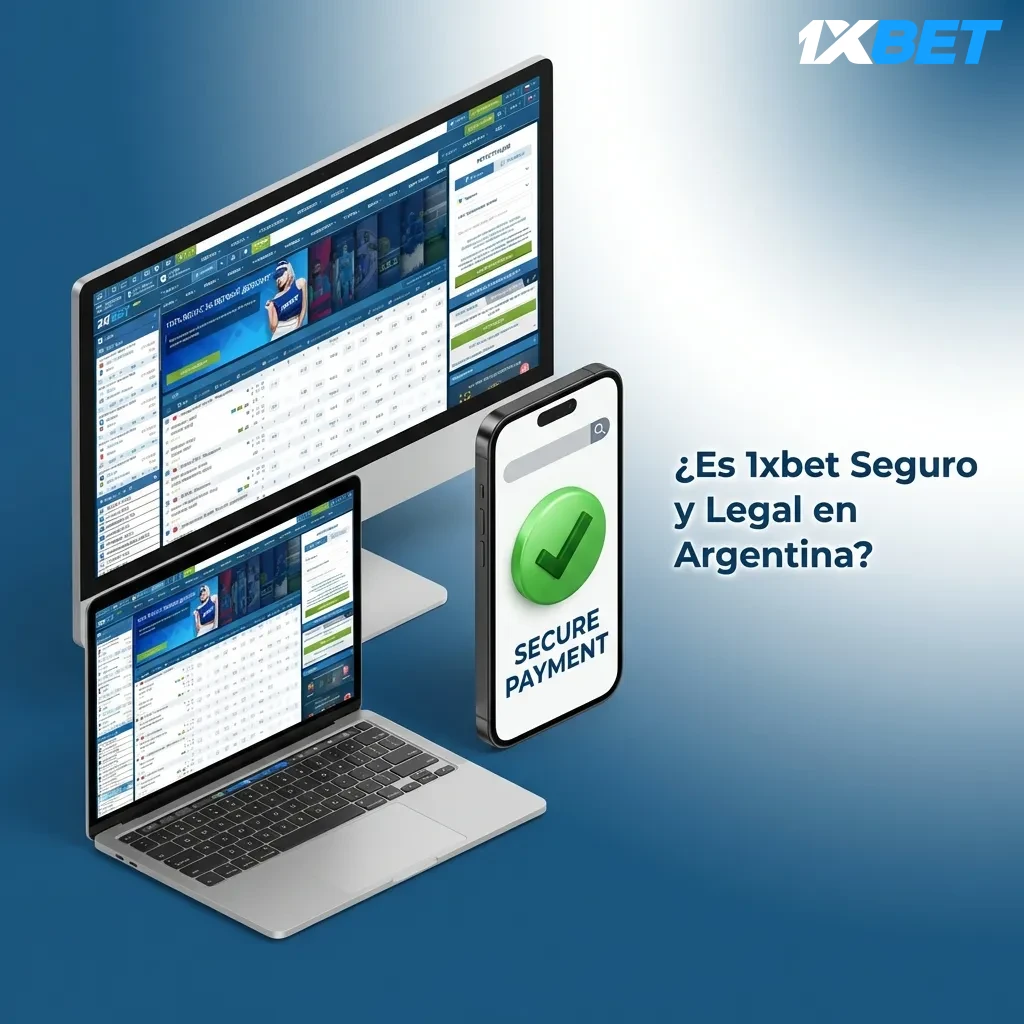 1xbet logo con licencia de Curaçao, símbolos de seguridad SSL y herramientas de juego responsable en Argentina