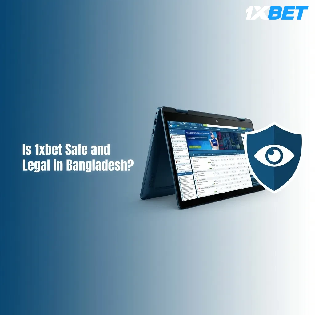 1xbet logo with Curaçao license seal and security shield icon representing legal offshore betting in Bangladesh