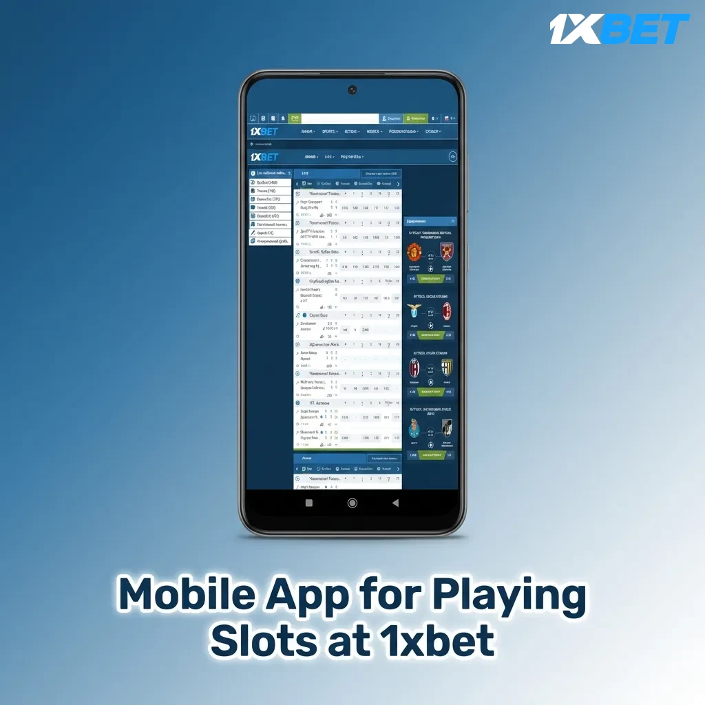 1xbet mobile app interface showing slot games library with navigation menu and game selection options