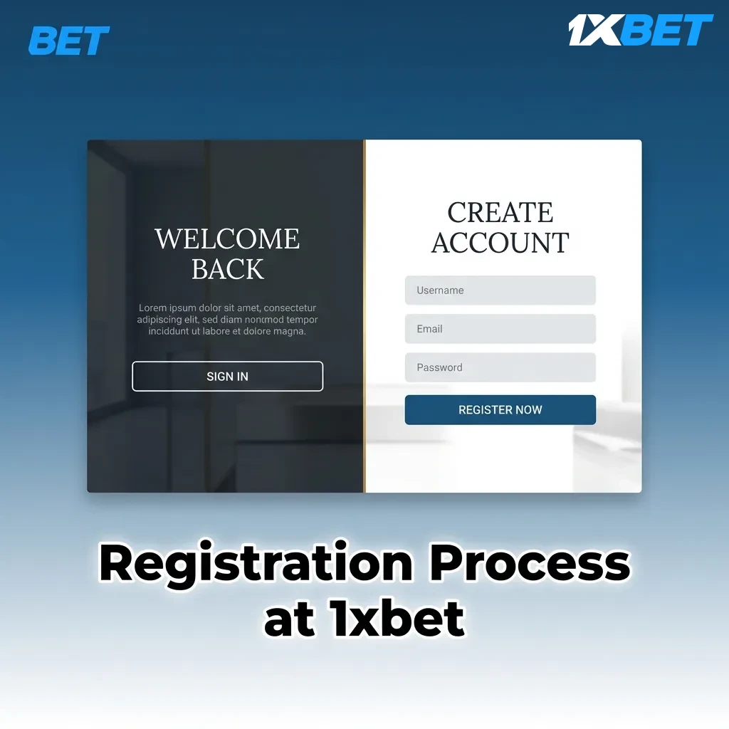 Step-by-step guide showing how to create a 1xbet account through sign-up form with registration method options