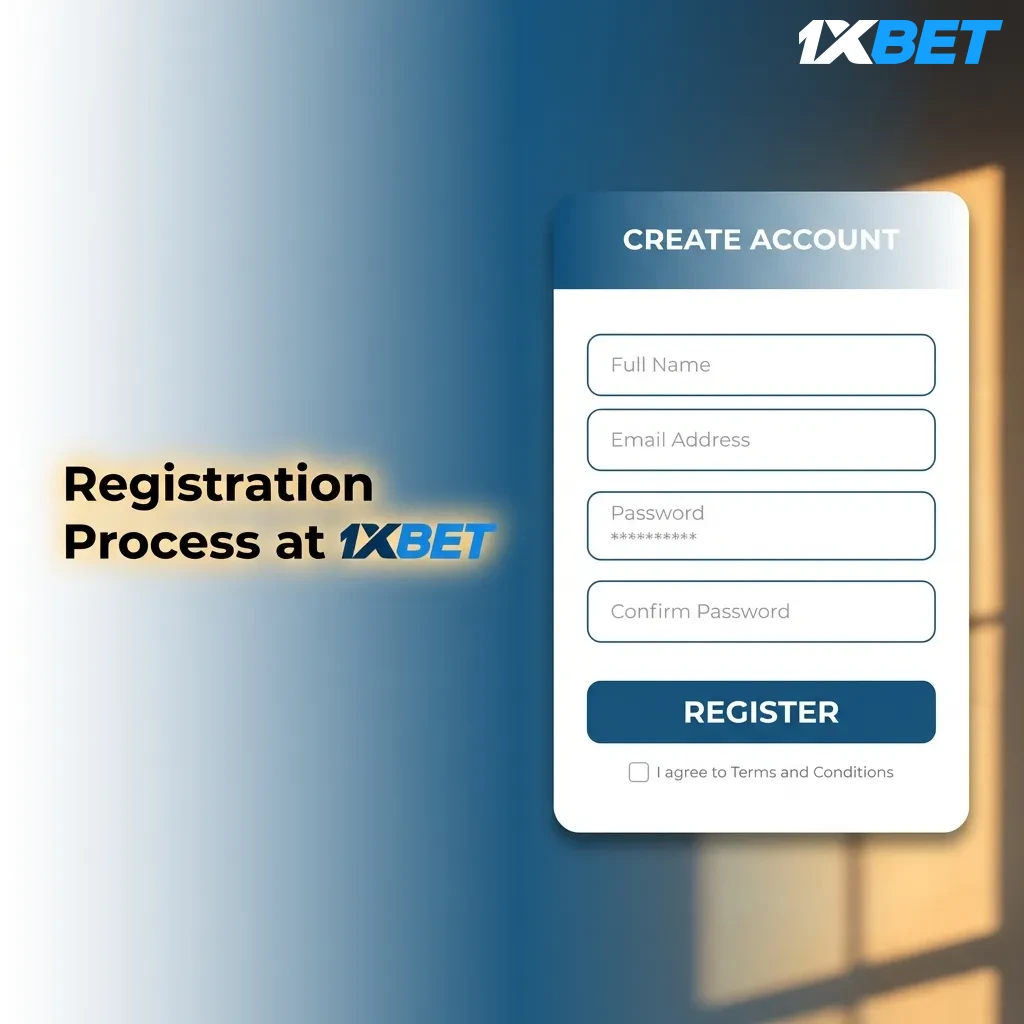 1xbet registration button on green interface showing quick account creation process for betting platform