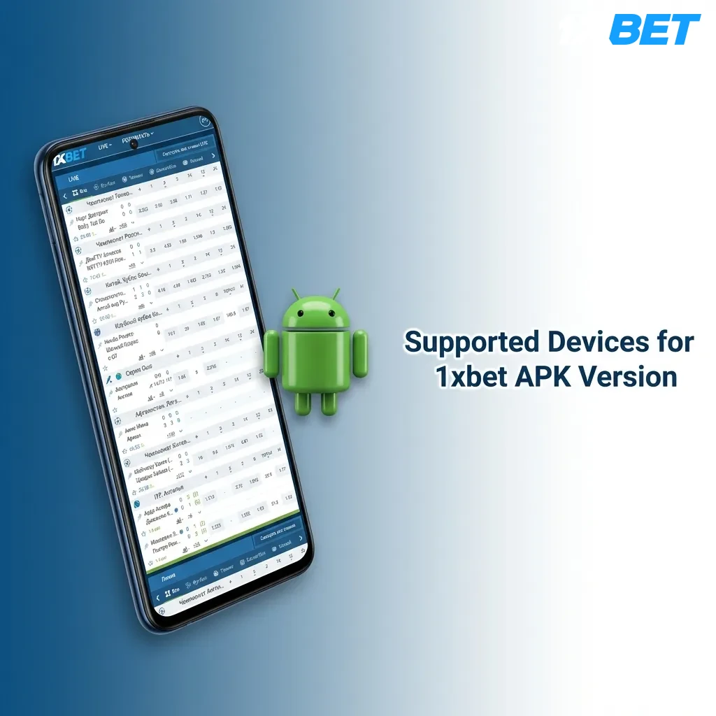 Table showing compatible smartphone brands and models for 1xbet APK including Samsung, Sony, Huawei, OnePlus, Oppo, and Xiaomi