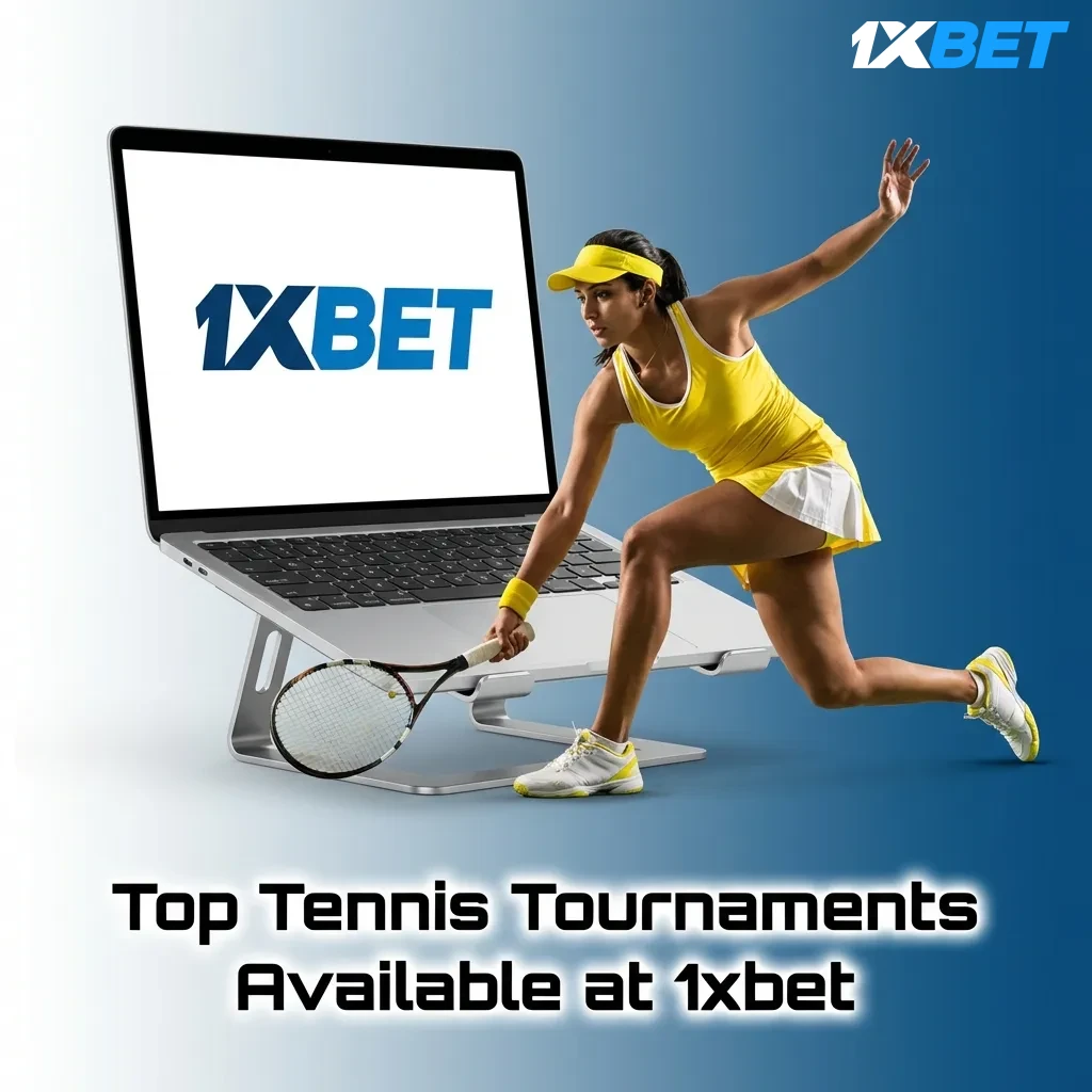 Tennis betting options at 1xbet including Grand Slams, ATP Masters, WTA tournaments, and international team competitions.