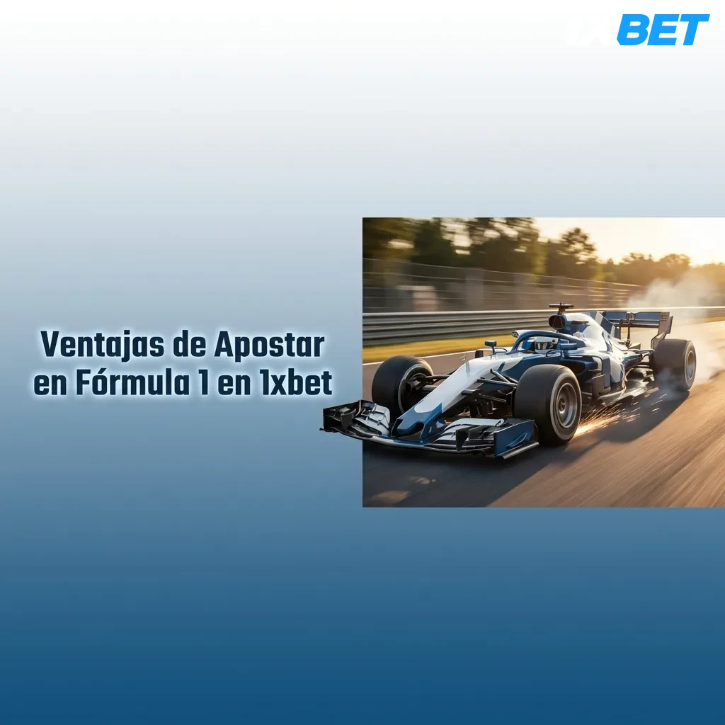 Interfaz de apuestas de Fórmula 1 en 1xbet mostrando mercados de carreras, cuotas en vivo y opciones de streaming