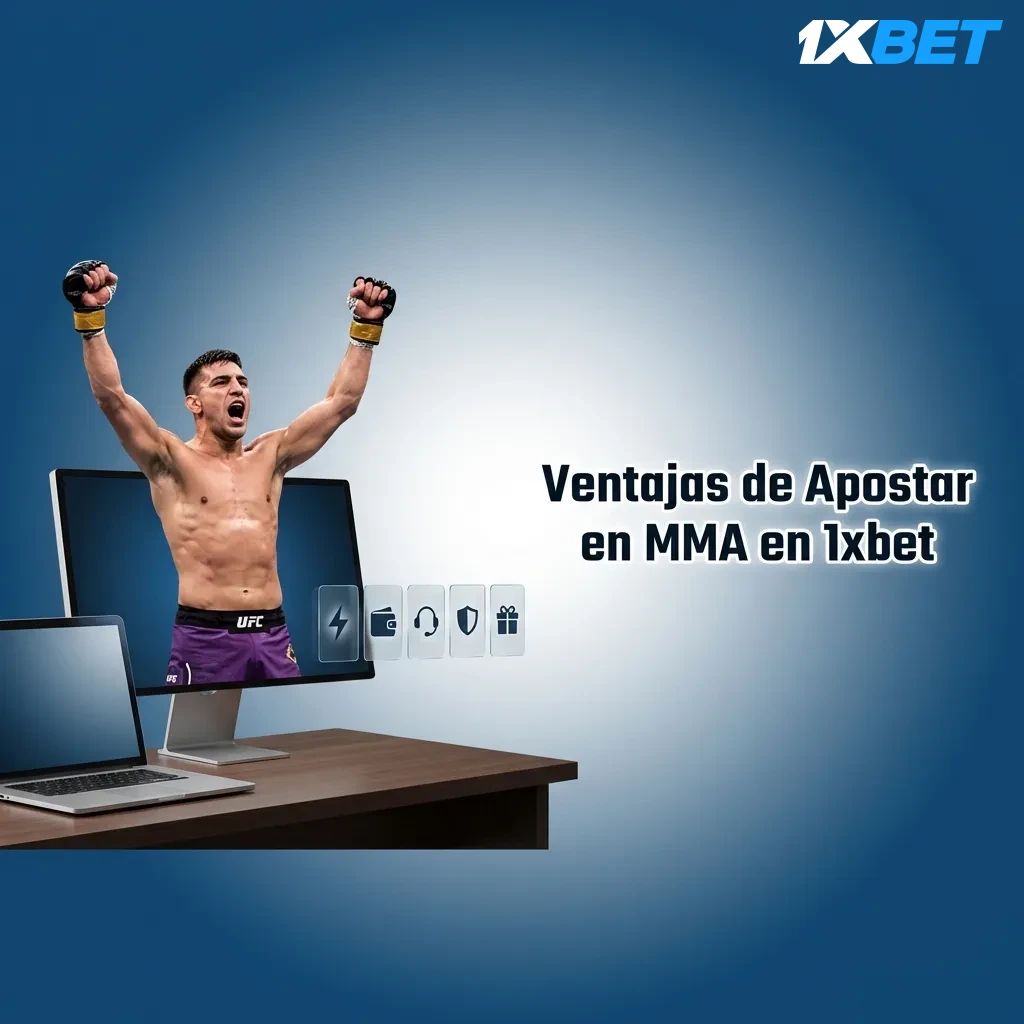 MMA betting advantages on 1xbet platform showing competitive odds, live betting, and international league coverage
