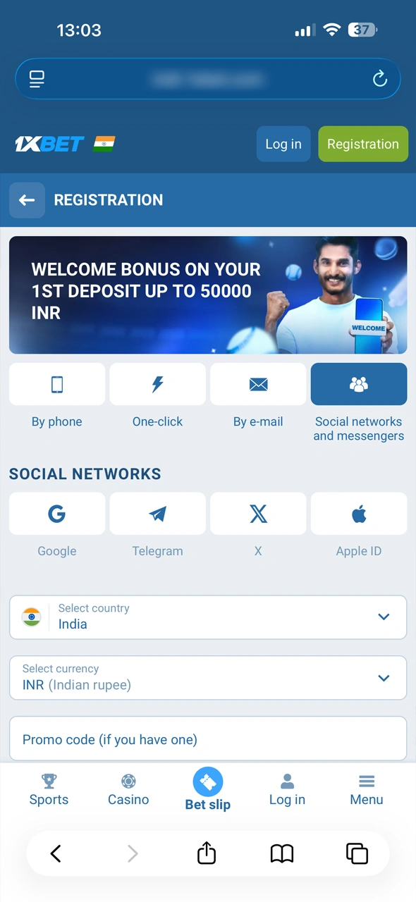 Create your 1xBet India profile directly within the interface using your mobile number or One-Click registration for instant access.