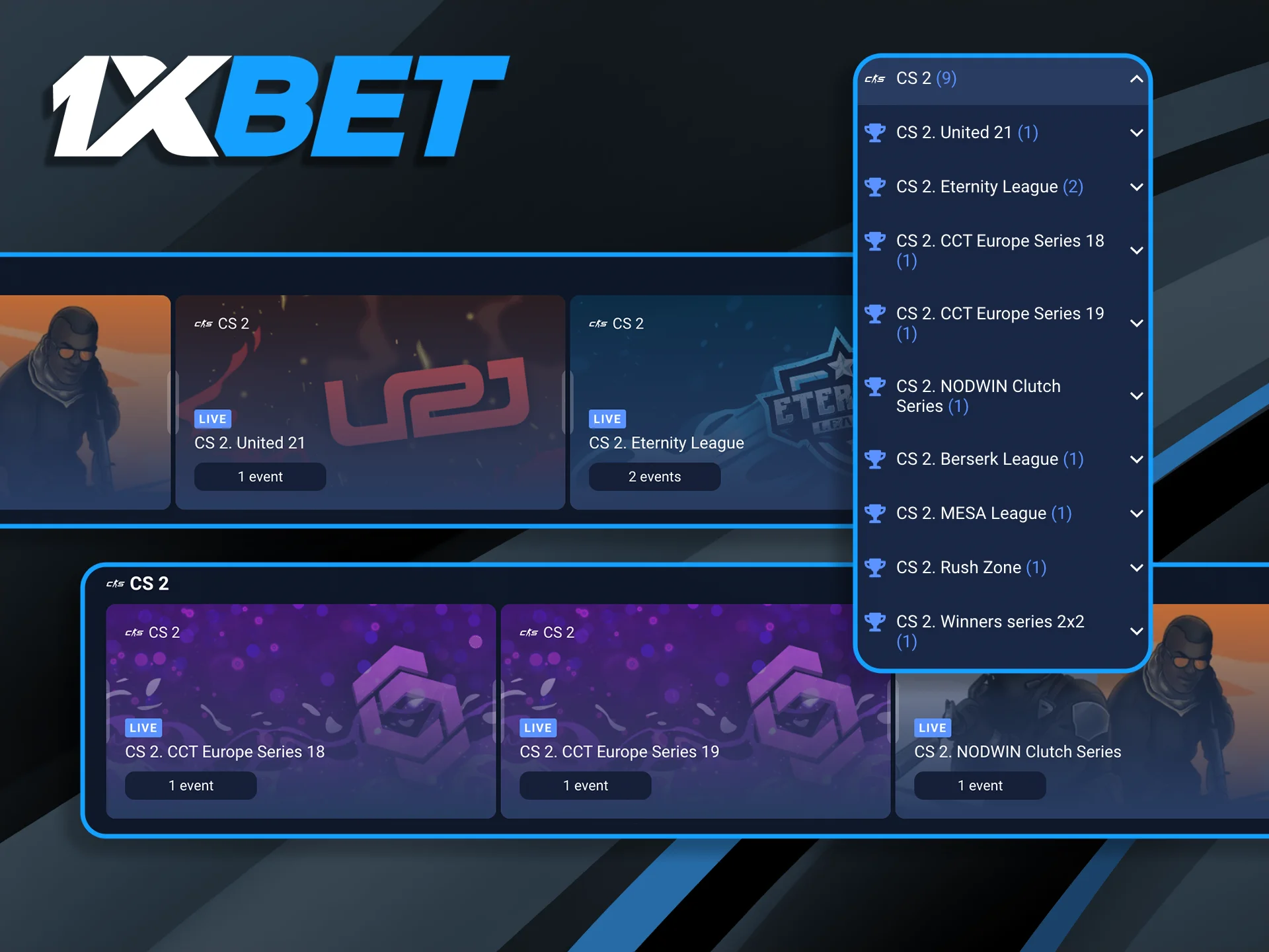 Bet on prestigious global events like the PGL Major, ESL Pro League, and IEM Katowice with premium 1xBet lines.
