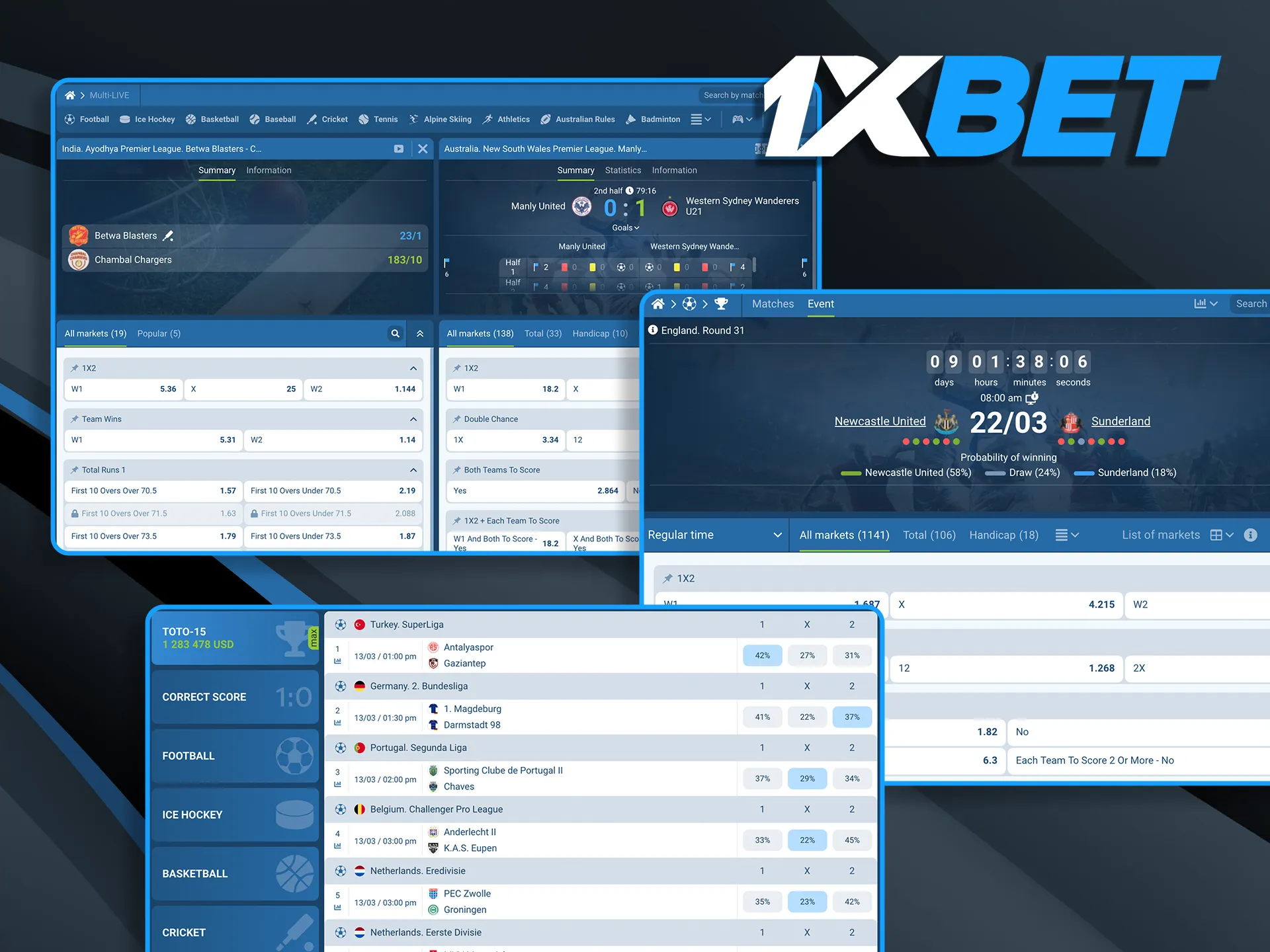 Explore the most sought-after markets, from match results to specific player statistics and game events.