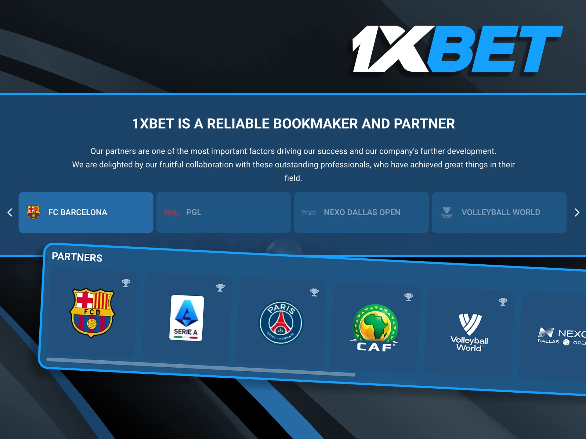 Learn about 1xBet’s prestigious global partnerships with major football leagues and world-renowned athletes.