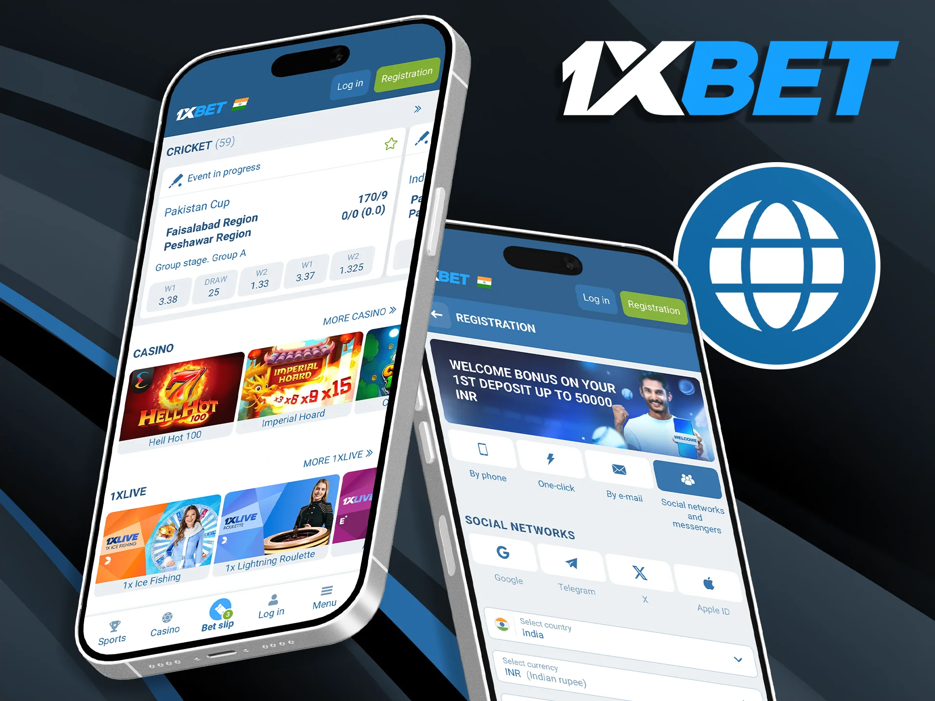 Bet on the move without downloading any software by using the fully responsive 1xBet mobile browser site.