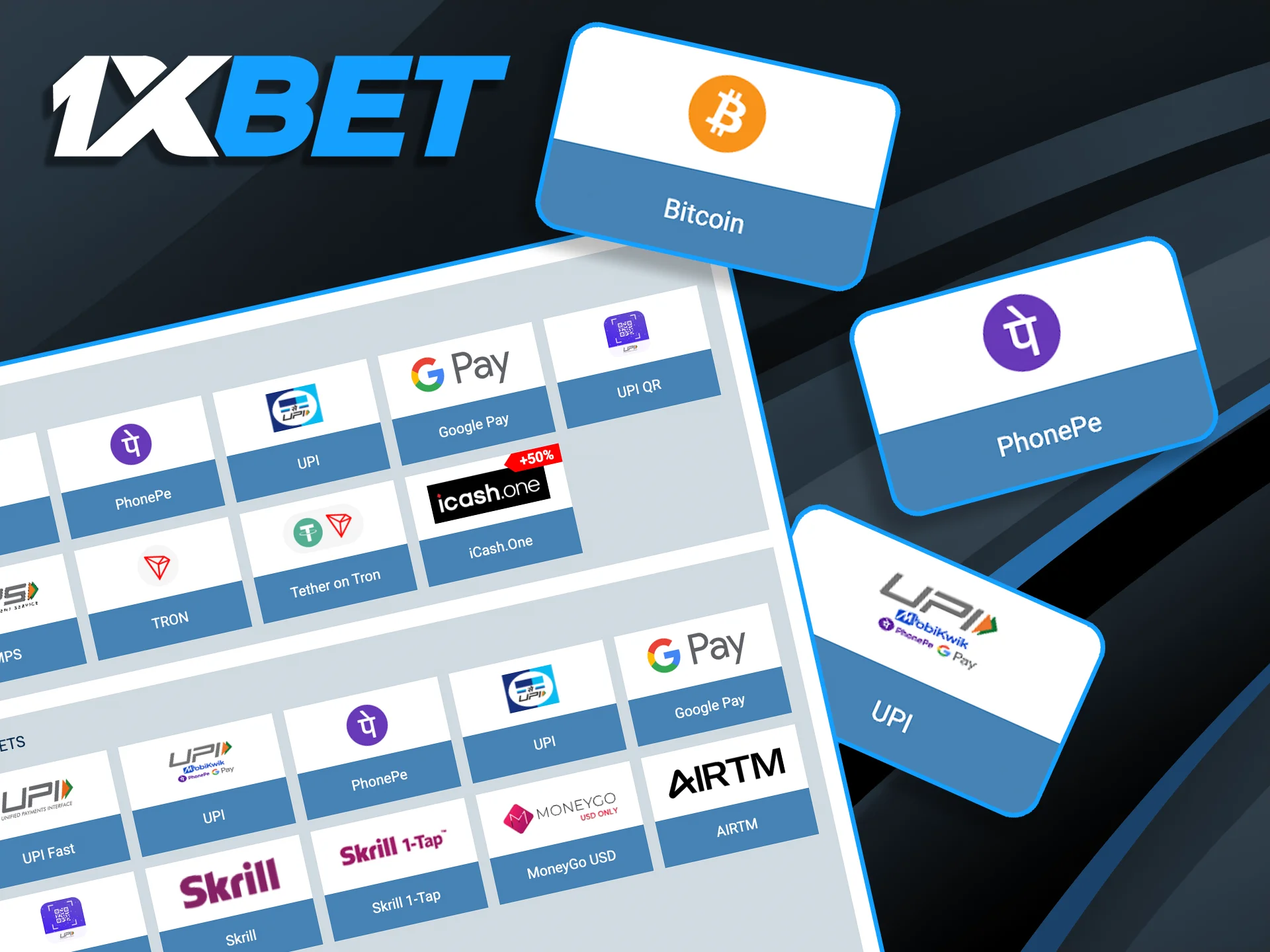 Deposit and withdraw easily using popular Indian options like UPI, PhonePe, Google Pay, and Netbanking.