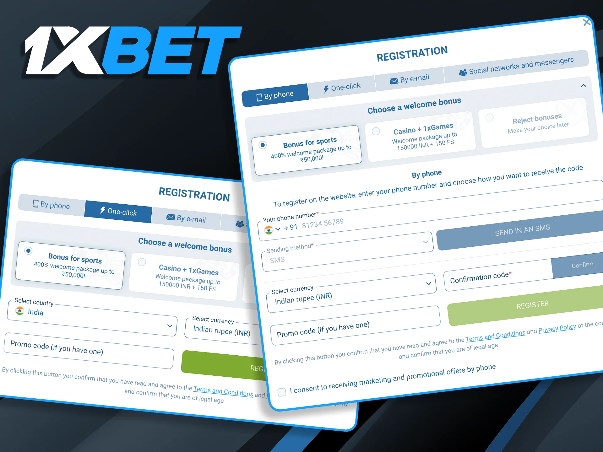 Sign up instantly using the "One-Click" method or your mobile number to start your journey in India.