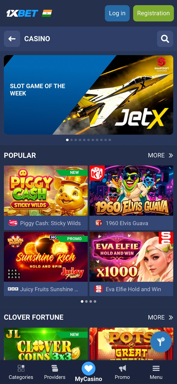 Explore the 1xBet India casino lobby showcasing popular local games like Andar Bahar and Teen Patti alongside thousands of global premium slots.