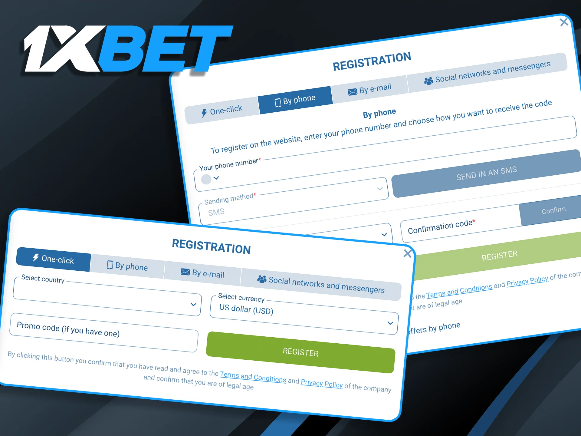 Create your account in seconds using one-click, phone, email, or social media registration methods.