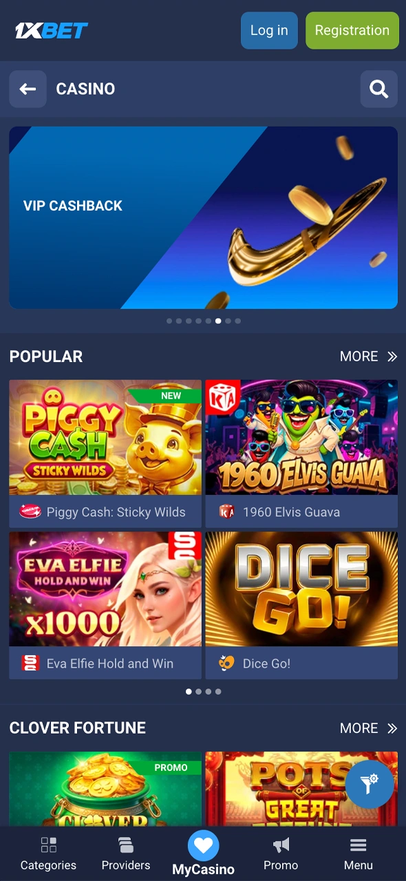 Browse the 1xBet international casino section, featuring a massive collection of live dealer tables, Megaways slots, and provably fair games from top global providers.