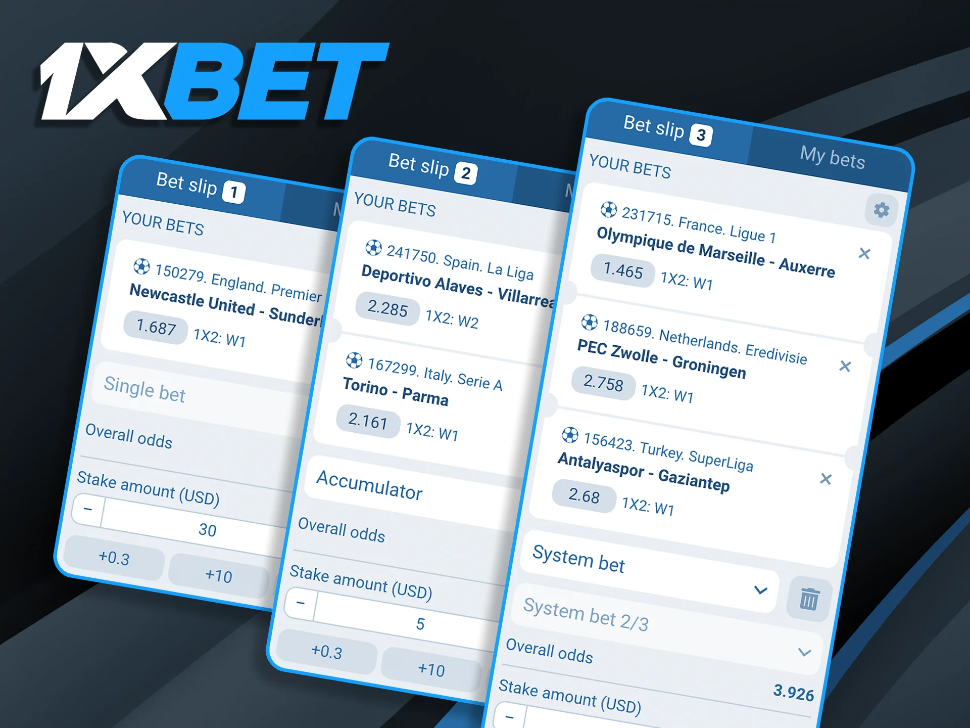Choose between single bets, accumulators, systems, and chains to customize your betting strategy.
